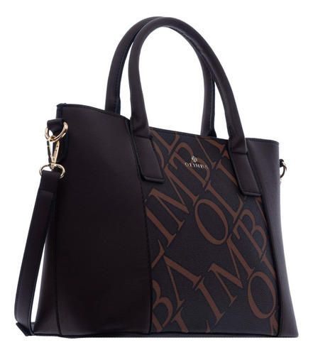 Bolsa Tote 9753 Olimba Grande Para Mujer Para Laptop 9753 Marrón Lisa Oro