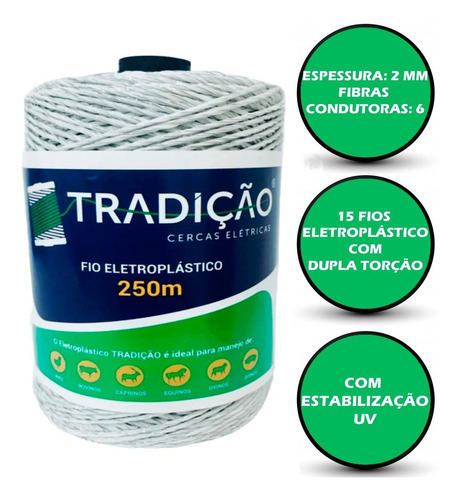 Imagem 1 de 5 de Fio Para Cerca Elétrica Rural Eletroplastico - Rolo 250m