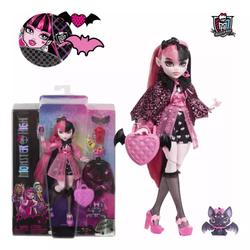 Boneca Draculaura Monster High Fashion 25cm Acessorios Hhk51