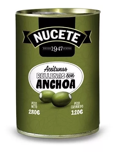 Aceitunas Rellenas de Anchoa 280/300 I Lata 1/3 kg 