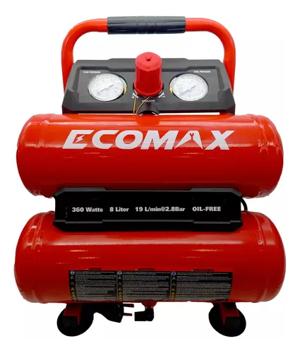 Compresor De Aire Ecomax Sin Aceite Portatil 8 Lts 360w