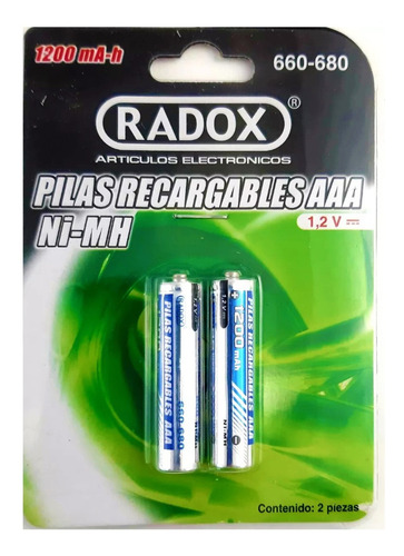 Imagen 2 de 2 de Baterias Aaa Recargables 1200mah Paquete De 2 660-680