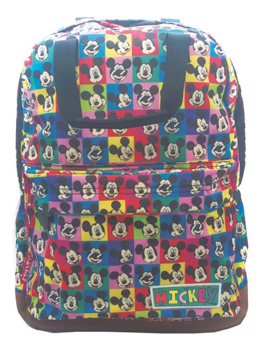 Mochila Espalda 16p Disney Mickey Minnie Orig Color negro con marrón