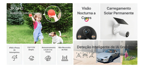 Câmera De Segurança Wi-fi Tp-link C425 Resolução 2k Qhd 4mp Preto