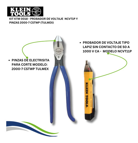 Pinzas Electricista 9 Pulgadas + Probador De Voltaje Ncv1p