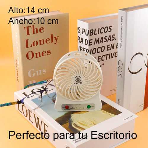 Mini Ventilador Recargableusb De Escritorio De 3 Velocidades 10 Cm 60hz Blanco Transparentes Plástico 3