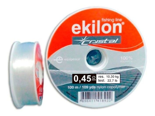 Nylon Monofilamento Ekilon Crystal 0,45mm 100m Equipesca