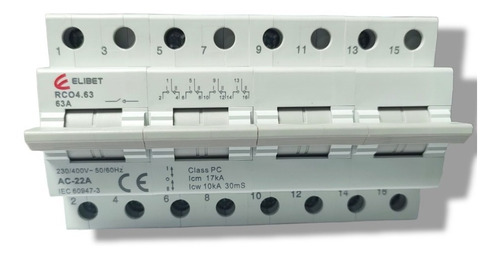 Llave Conmutadora 4polar Elibet 63a Rieldin Formato Termica