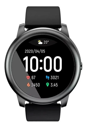 Imagen 2 de 3 de Smartwatch Haylou Solar 1.28" caja 45.3mm de pc y abs negra, malla negra de silicona LS05