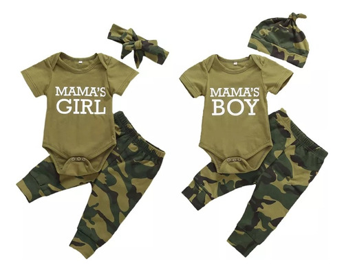 Conjunto De Bebe Militar Ropa De Bebe Body+pantalon+gorro