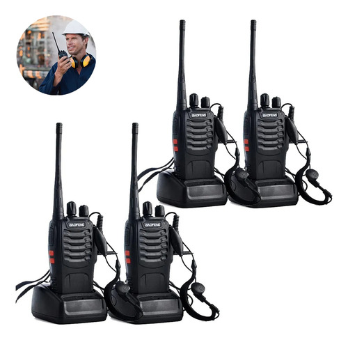 4 Radios Uhf Baofeng Bf-888s Con Auricular, Juegode 4 Manos