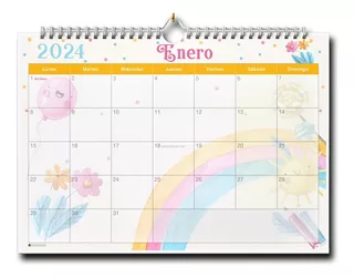 Planner Planificador Calendario Mensual A3 Arcoiris2 Anillad