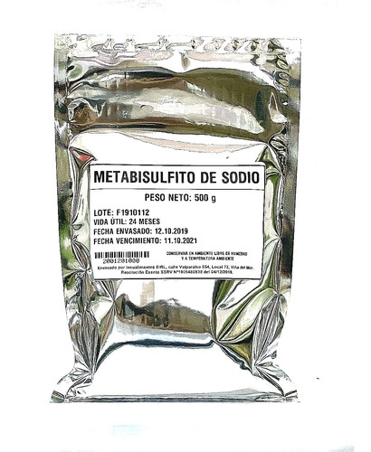 Metabisulfito De Sodio Alta Pureza 500 Gramos
