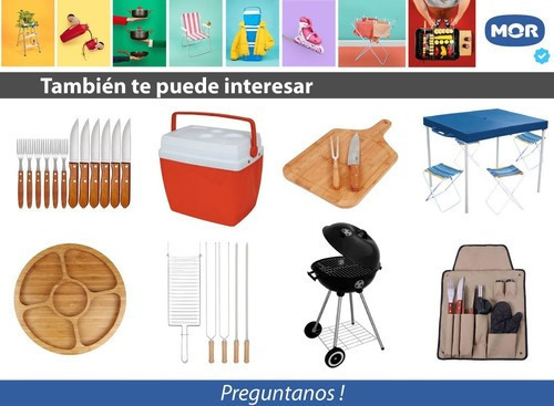 Mesa Practica Plegable Mor Con 4 Banquetas Fácil De Armar Color Azul