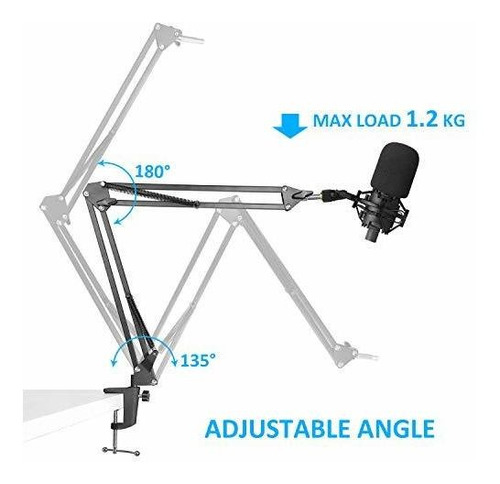 Imagen 3 de 7 de Filtros Antipop - Audio-technica At2020 Mic Boom Arm With Fo