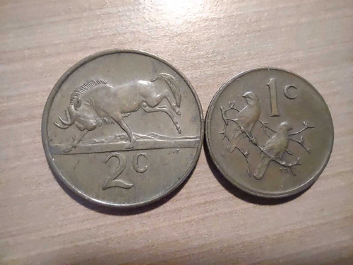 Par De Monedas De Sud África 1 Y 2 Cents 1979/1984 #km 98/83