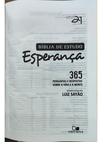 Biblia De Estudo Esperança Almeida Seculo 21 Capa Dura Capa Arvore Comentada Por Luiz Sayão