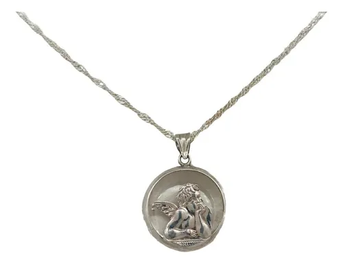 comprar Cadena Medalla Plata Ángel De La Guarda De Cristal R(c453)