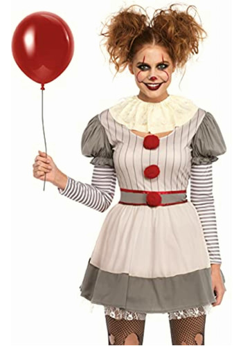 Leg Avenue Womens Scary Clown Costume, Multi, Small/medium