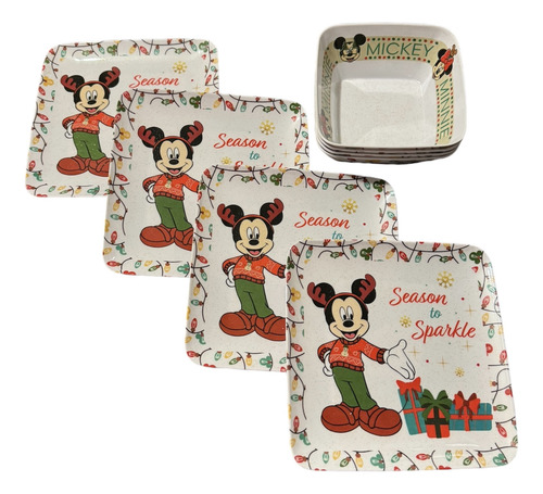 Vajilla Navideña Melamina Mickey Mouse Disney