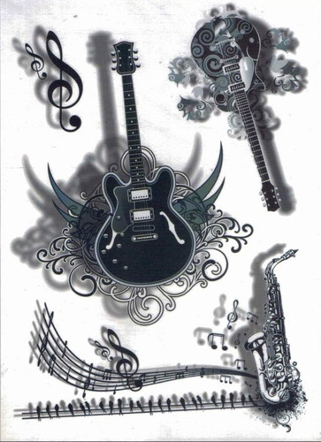 Tatuajes Temporales Super Realistas Modelo Guitar