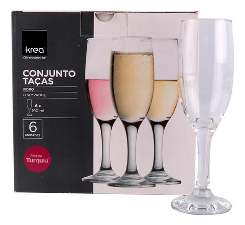 Set 6 Copas Champagne  Espumante 190cc Turquia Krea