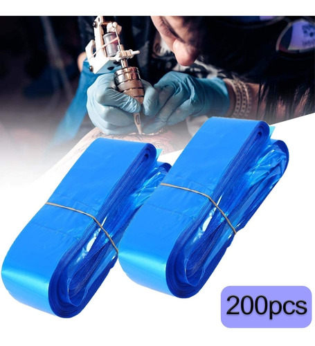 200 Pzs Cubre Clip Cord Tatuaje Tattoo Cubre Cable Azul