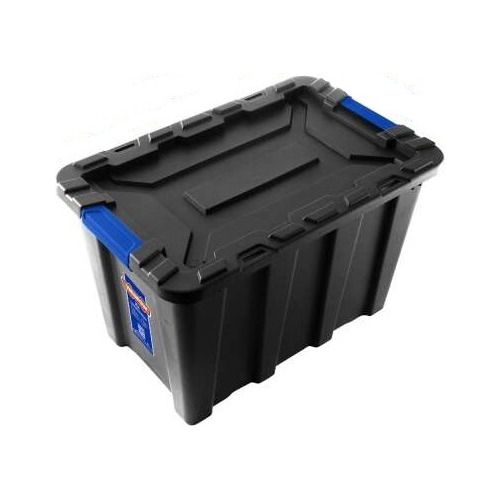 Caja Contenedor Plastico Apilable Negro 55lt Wadfow Wtb3355