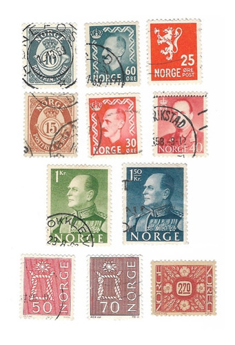 Lt1642. Lote De 11 Estampillas De Noruega, 1940-1987