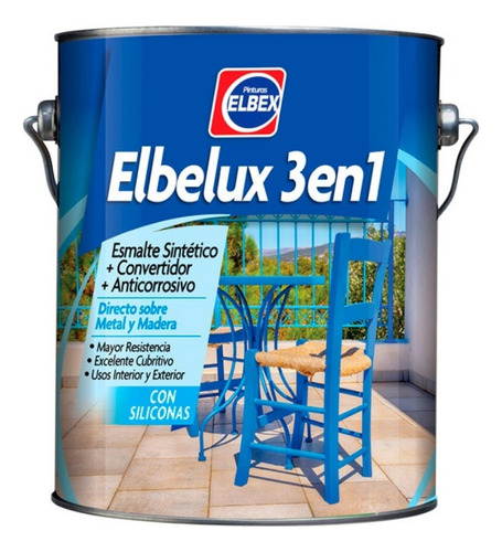 Esmalte Sintetico Elbelux 3 En 1 Brillante X 1lt Color Azul