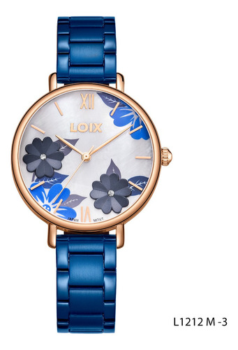 Reloj Mujer Loix®  L1212m-3 Azul Con Tablero Blanco