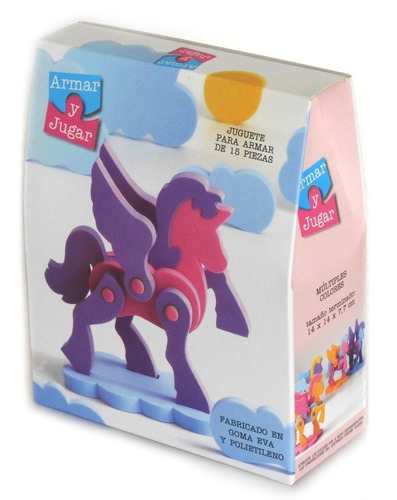 Imagen 4 de 4 de Rompecabeza 3d De Goma Eva Modelo Unicornio Puzzle 15 Piezas
