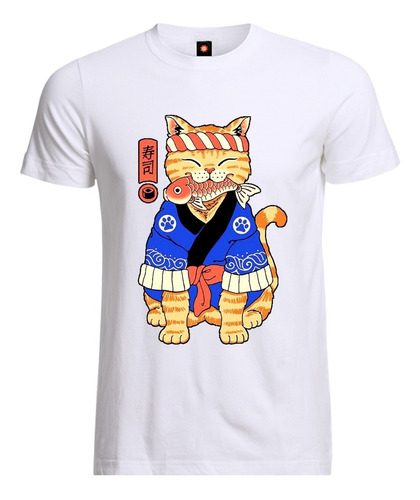 Remera Estampada Varios Diseños Orientalismo Gato Y Pez