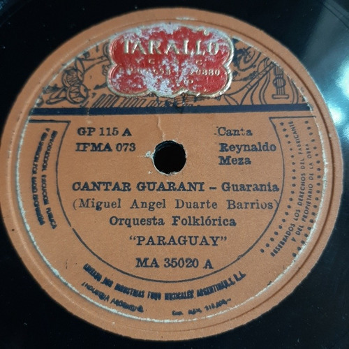 Pasta Orquesta Folklorica Paraguay Reynaldo Meza Ifma C65