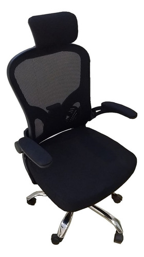 Sillon Silla De Pc Y Oficina Oon Apoyacabezas Y Base Cromada Color Negro