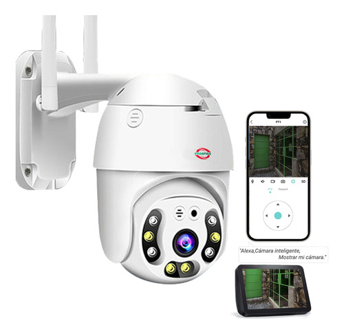 Pampas PT1 Cámaras secretas de Seguridad interiores / exteriores, Wifi y conexión por cable, 2MP 1080P, Control App,  Impermeable a la lluvia, Seguimiento móvil, llamada de voz, alarma de Seguridad