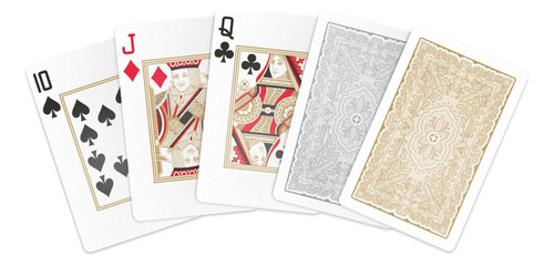Deck 139 Ed. Cartas de copag con forma de palo convencional, 110 unidades, plata y oro, dorso, con caracteres portugueses, edición especial
