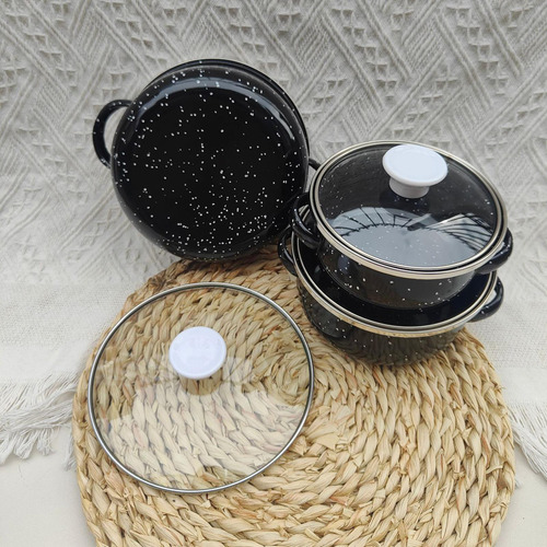 Juego De 3 Mini Ollas Esmaltadas, Juego De Utensilios De