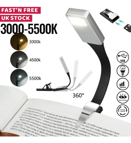 Marcador Luz Usb Recargable Led Libro Luz Flexible Clip