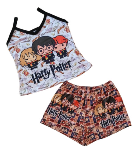 Pijama De Harry Potter Fpri 2 Pzas Short Y Blusa De Tirantes