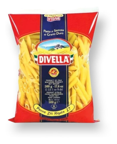 Fideos Divella Penne Ziti Rigate 500g 100% Italia