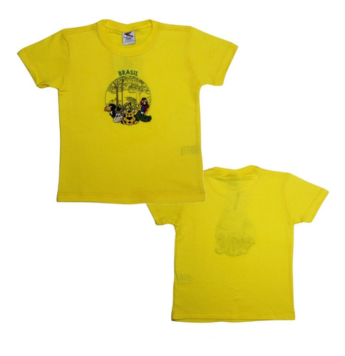Camisa Camiseta Brasil Bordada Infantil De Ótima Qualidade