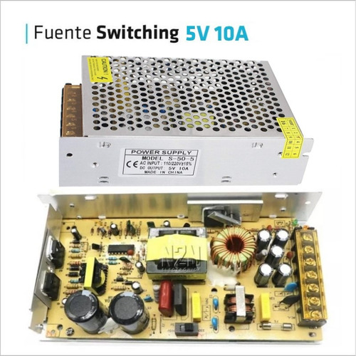 Imagen 4 de 10 de Fuente 5v 10a Metalica Regulada Switching Tira Led Cctv