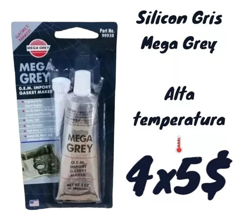  Silicon Gris Alta Temperatura Mega Grey 85g X 4 Unidades