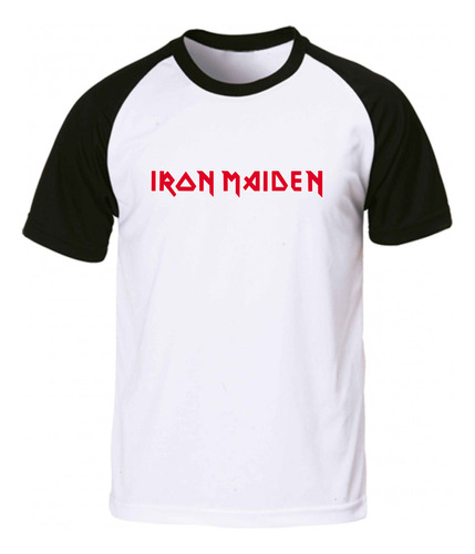 Remera Blanca Ranglan Sublimada Personalizada Iron Maiden