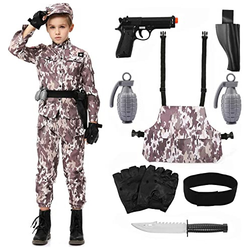 Disfraz De Soldado Del Ejército Niños, Niños De 5 14...