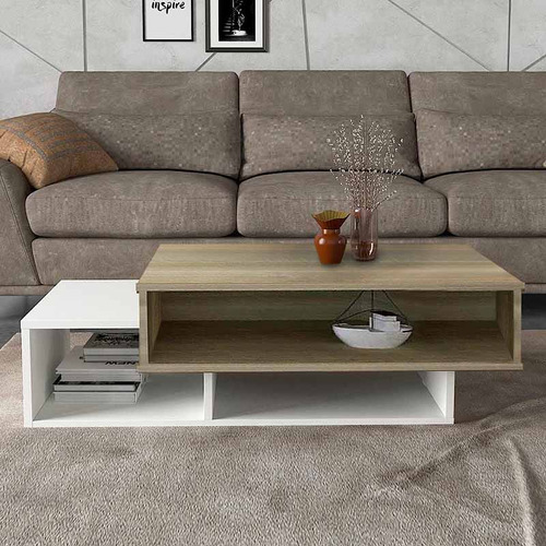 Mesa Ratona Moderna Blanca Y Camelia Living