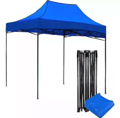 Carpa Toldo 6x3 Plegable Reforzado Impermeable Jardin 3x6 Azul – Houzer