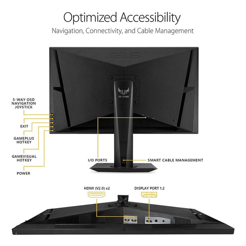 Imagen 6 de 6 de Monitor Gamer Asus Tuf Vg27aq 27 2k Hdr, 165-144hz, 1ms Ips
