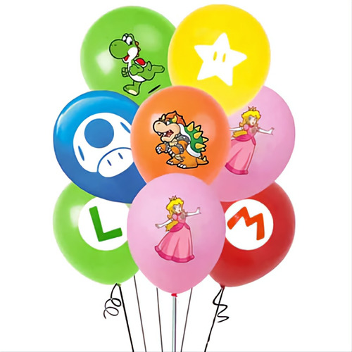 Art.fiesta Cumpleaños Infantil Globos Super Mario Peach Bows